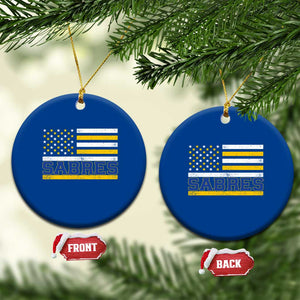 Retro Patriotic Sabres Name Pride American Flag Ceramic Ornament Distressed Sports Fan Graphic TS02 1pc Blue Print Your Wear
