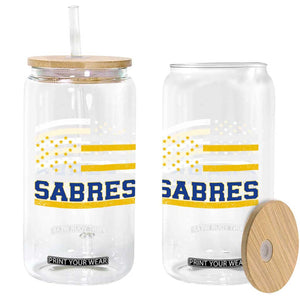 Retro Patriotic Sabres Name Pride American Flag Glass Can Distressed Sports Fan Graphic TS02 Print Your Wear
