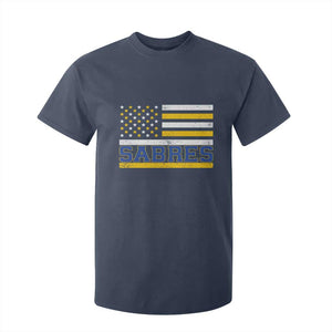 Retro Patriotic Sabres Name Pride American Flag T Shirt For Kid Distressed Sports Fan Graphic TS02 Navy Print Your Wear