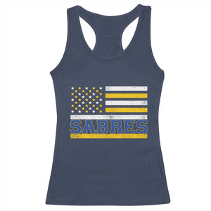 Retro Patriotic Sabres Name Pride American Flag Racerback Tank Top Distressed Sports Fan Graphic TS02 Navy Print Your Wear