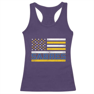 Retro Patriotic Sabres Name Pride American Flag Racerback Tank Top Distressed Sports Fan Graphic TS02 Purple Print Your Wear