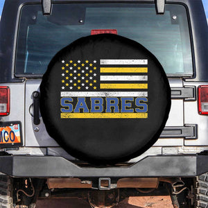 Retro Patriotic Sabres Name Pride American Flag Spare Tire Cover Distressed Sports Fan Graphic TS02 No hole Black Print Your Wear