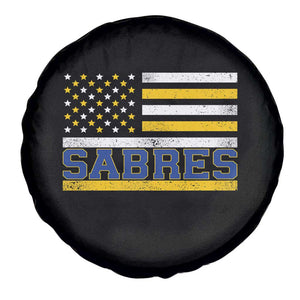 Retro Patriotic Sabres Name Pride American Flag Spare Tire Cover Distressed Sports Fan Graphic TS02 Print Your Wear