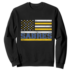 Retro Patriotic Sabres Name Pride American Flag Sweatshirt Distressed Sports Fan Graphic TS02 Black Print Your Wear