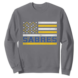 Retro Patriotic Sabres Name Pride American Flag Sweatshirt Distressed Sports Fan Graphic TS02 Charcoal Print Your Wear
