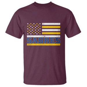 Retro Patriotic Sabres Name Pride American Flag T Shirt Distressed Sports Fan Graphic TS02 Maroon Print Your Wear
