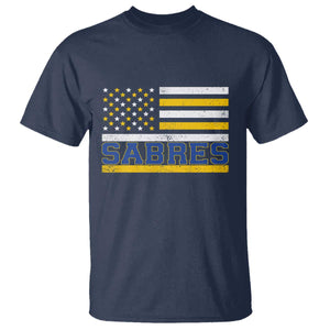 Retro Patriotic Sabres Name Pride American Flag T Shirt Distressed Sports Fan Graphic TS02 Navy Print Your Wear