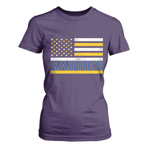 Retro Patriotic Sabres Name Pride American Flag T Shirt For Women Distressed Sports Fan Graphic TS02 Purple Print Your Wear