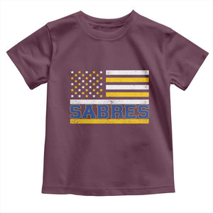 Retro Patriotic Sabres Name Pride American Flag Toddler T Shirt Distressed Sports Fan Graphic TS02 Maroon Print Your Wear