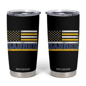 Retro Patriotic Sabres Name Pride American Flag Tumbler Cup Distressed Sports Fan Graphic TS02 Black Print Your Wear