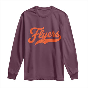 Vintage Flyers Name Script Style Long Sleeve Shirt Retro Distressed Tailgate Spirit Sports Fan TS02 Maroon Print Your Wear