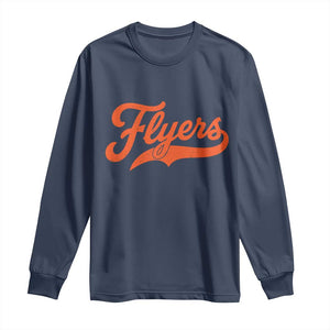 Vintage Flyers Name Script Style Long Sleeve Shirt Retro Distressed Tailgate Spirit Sports Fan TS02 Navy Print Your Wear