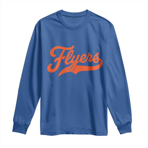 Vintage Flyers Name Script Style Long Sleeve Shirt Retro Distressed Tailgate Spirit Sports Fan TS02 Royal Blue Print Your Wear