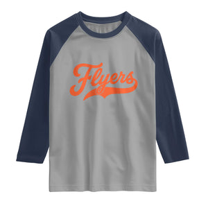 Vintage Flyers Name Script Style Raglan Shirt Retro Distressed Tailgate Spirit Sports Fan TS02 Sport Gray Navy Print Your Wear