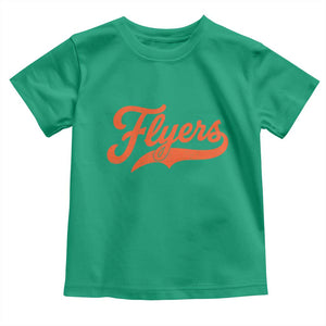 Vintage Flyers Name Script Style Toddler T Shirt Retro Distressed Tailgate Spirit Sports Fan TS02 Irish Green Print Your Wear
