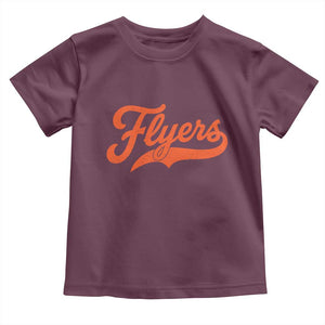Vintage Flyers Name Script Style Toddler T Shirt Retro Distressed Tailgate Spirit Sports Fan TS02 Maroon Print Your Wear