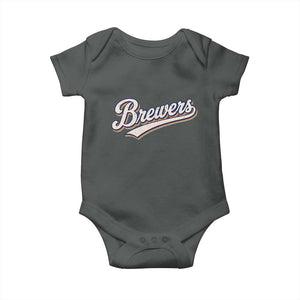 Vintage 70s Brewers Name Script Style Baby Onesie Retro Distressed Tailgate Spirit Sports Fan TS02 Dark Heather Print Your Wear