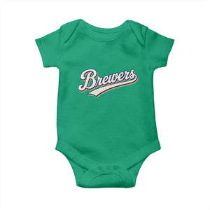 Vintage 70s Brewers Name Script Style Baby Onesie Retro Distressed Tailgate Spirit Sports Fan TS02 Irish Green Print Your Wear