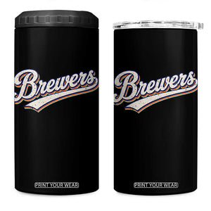 Vintage 70s Brewers Name Script Style 4 in 1 Can Cooler Tumbler Retro Distressed Tailgate Spirit Sports Fan TS02 One Size: 16 oz Black Print Your Wear