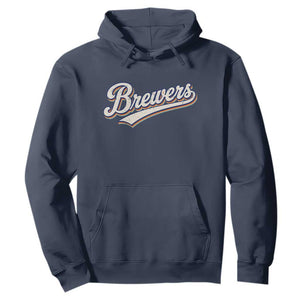 Vintage 70s Brewers Name Script Style Hoodie Retro Distressed Tailgate Spirit Sports Fan TS02 Navy Print Your Wear