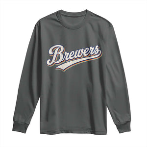 Vintage 70s Brewers Name Script Style Long Sleeve Shirt Retro Distressed Tailgate Spirit Sports Fan TS02 Dark Heather Print Your Wear