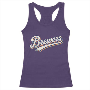 Vintage 70s Brewers Name Script Style Racerback Tank Top Retro Distressed Tailgate Spirit Sports Fan TS02 Purple Print Your Wear