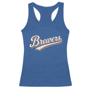 Vintage 70s Brewers Name Script Style Racerback Tank Top Retro Distressed Tailgate Spirit Sports Fan TS02 Royal Blue Print Your Wear