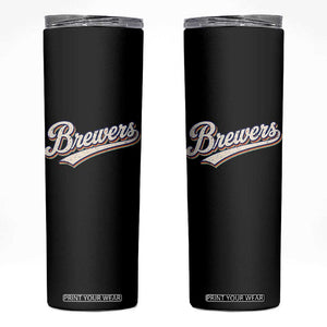 Vintage 70s Brewers Name Script Style Skinny Tumbler Retro Distressed Tailgate Spirit Sports Fan TS02 Black Print Your Wear