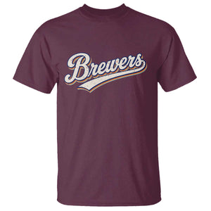 Vintage 70s Brewers Name Script Style T Shirt Retro Distressed Tailgate Spirit Sports Fan TS02 Maroon Print Your Wear