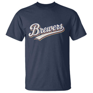 Vintage 70s Brewers Name Script Style T Shirt Retro Distressed Tailgate Spirit Sports Fan TS02 Navy Print Your Wear