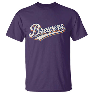 Vintage 70s Brewers Name Script Style T Shirt Retro Distressed Tailgate Spirit Sports Fan TS02 Purple Print Your Wear