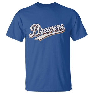 Vintage 70s Brewers Name Script Style T Shirt Retro Distressed Tailgate Spirit Sports Fan TS02 Royal Blue Print Your Wear