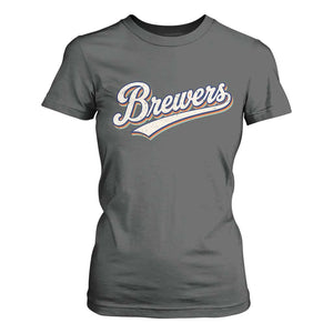 Vintage 70s Brewers Name Script Style T Shirt For Women Retro Distressed Tailgate Spirit Sports Fan TS02 Dark Heather Print Your Wear