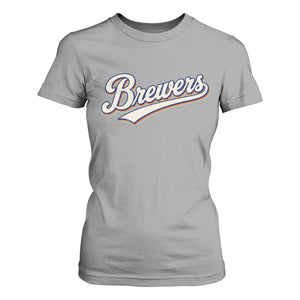 Vintage 70s Brewers Name Script Style T Shirt For Women Retro Distressed Tailgate Spirit Sports Fan TS02 Sport Gray Print Your Wear