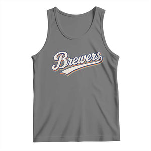 Vintage 70s Brewers Name Script Style Tank Top Retro Distressed Tailgate Spirit Sports Fan TS02 Black Heather Print Your Wear