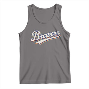 Vintage 70s Brewers Name Script Style Tank Top Retro Distressed Tailgate Spirit Sports Fan TS02 Deep Heather Print Your Wear