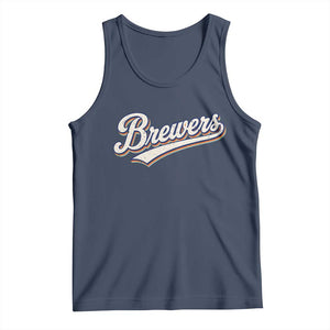 Vintage 70s Brewers Name Script Style Tank Top Retro Distressed Tailgate Spirit Sports Fan TS02 Navy Print Your Wear