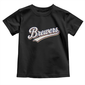Vintage 70s Brewers Name Script Style Toddler T Shirt Retro Distressed Tailgate Spirit Sports Fan TS02 Black Print Your Wear