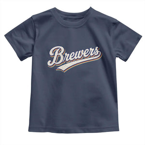 Vintage 70s Brewers Name Script Style Toddler T Shirt Retro Distressed Tailgate Spirit Sports Fan TS02 Navy Print Your Wear
