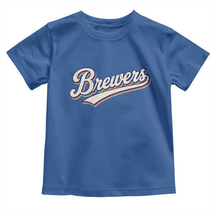 Vintage 70s Brewers Name Script Style Toddler T Shirt Retro Distressed Tailgate Spirit Sports Fan TS02 Royal Blue Print Your Wear
