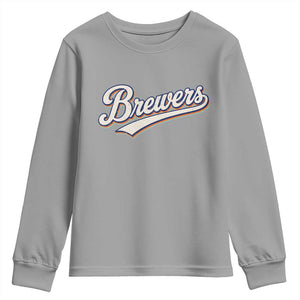 Vintage 70s Brewers Name Script Style Youth Sweatshirt Retro Distressed Tailgate Spirit Sports Fan TS02 Sport Gray Print Your Wear