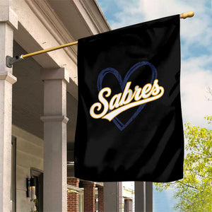 Vintage 70s Sabres Name Heart Script Style Garden Flag Retro Distressed Tailgate Spirit Sports Fan TS02 Print Your Wear