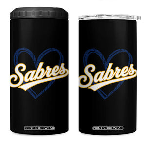 Vintage 70s Sabres Name Heart Script Style 4 in 1 Can Cooler Tumbler Retro Distressed Tailgate Spirit Sports Fan TS02 One Size: 16 oz Black Print Your Wear