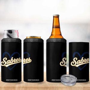 Vintage 70s Sabres Name Heart Script Style 4 in 1 Can Cooler Tumbler Retro Distressed Tailgate Spirit Sports Fan TS02 Print Your Wear
