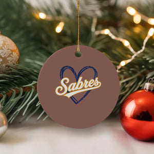 Vintage 70s Sabres Name Heart Script Style Ceramic Ornament Retro Distressed Tailgate Spirit Sports Fan TS02 1pc Mocha Print Your Wear