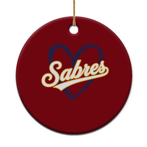 Vintage 70s Sabres Name Heart Script Style Ceramic Ornament Retro Distressed Tailgate Spirit Sports Fan TS02 1pc Red Print Your Wear