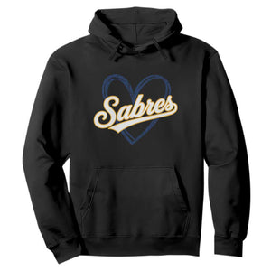 Vintage 70s Sabres Name Heart Script Style Hoodie Retro Distressed Tailgate Spirit Sports Fan TS02 Black Print Your Wear