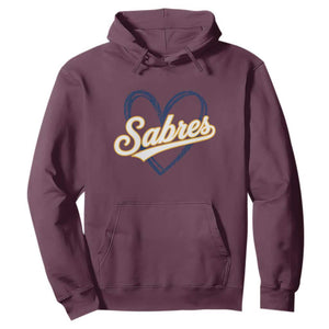 Vintage 70s Sabres Name Heart Script Style Hoodie Retro Distressed Tailgate Spirit Sports Fan TS02 Maroon Print Your Wear
