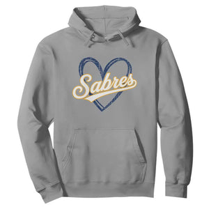 Vintage 70s Sabres Name Heart Script Style Hoodie Retro Distressed Tailgate Spirit Sports Fan TS02 Sport Gray Print Your Wear
