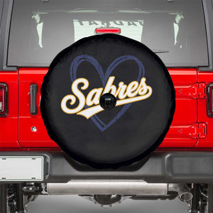 Vintage 70s Sabres Name Heart Script Style Spare Tire Cover Retro Distressed Tailgate Spirit Sports Fan TS02 Black Print Your Wear